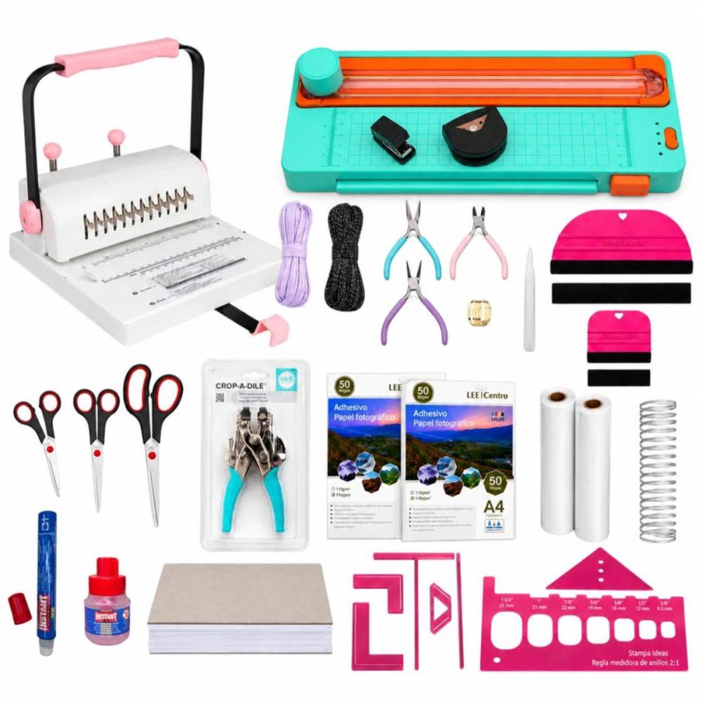 Kit de encuadernacion anilladora Deluxe - Tienda Stampaideas Imprimeideas