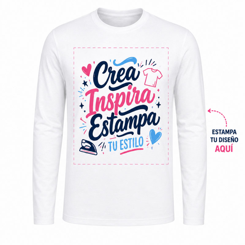 Polera manga larga personalizada de algodon - Imprimeideas