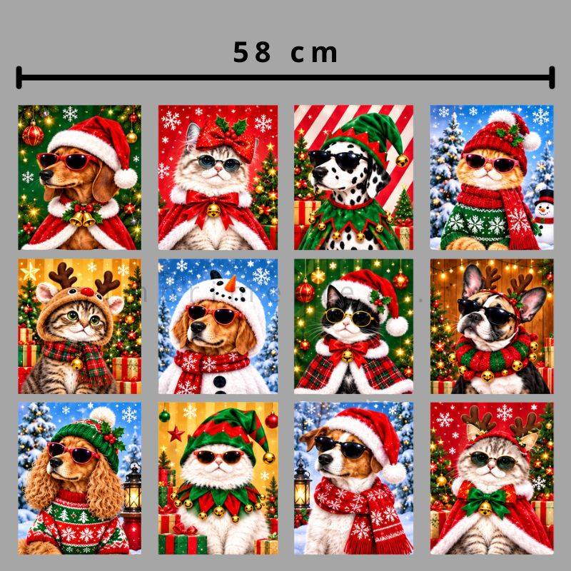 Lienzo DTF Textil Perritos Navidad - Tienda Stampaideas Imprimeideas