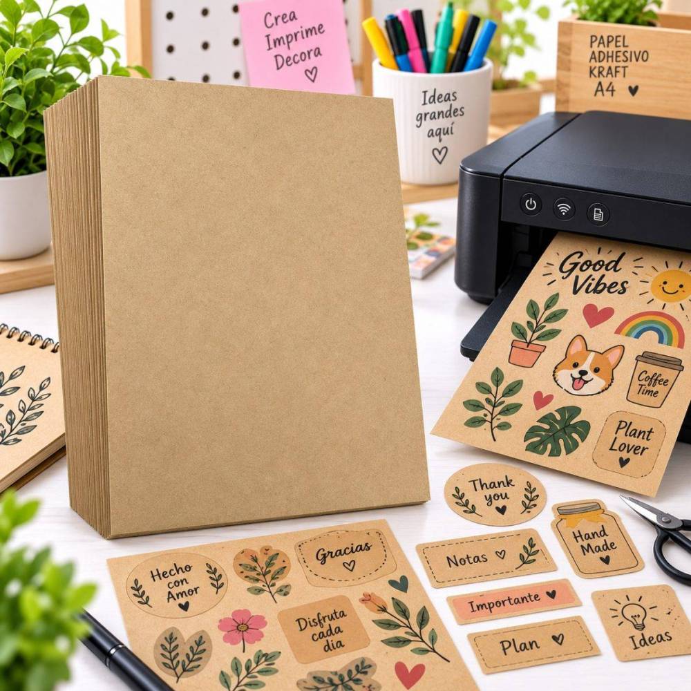 Papel adhesivo kraft a4 - Tienda Stampaideas Imprimeideas