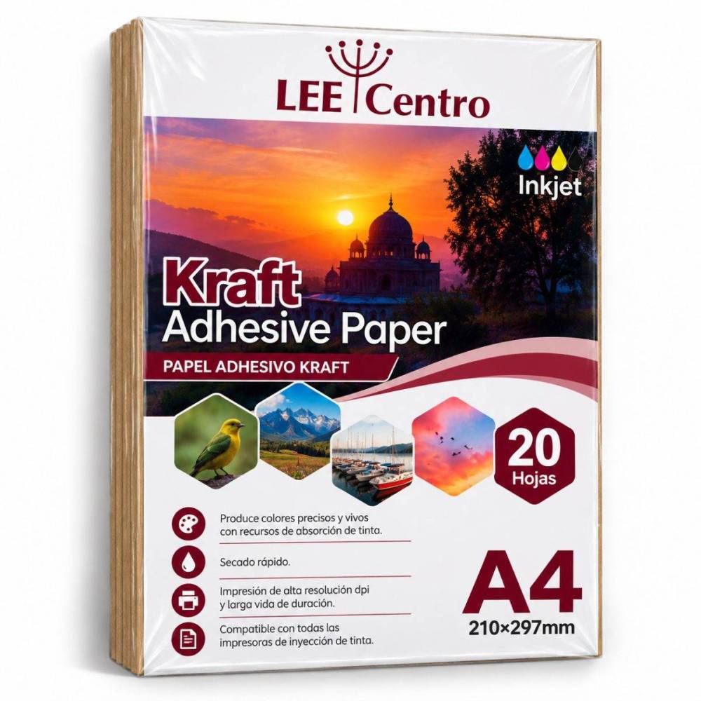 Papel adhesivo kraft inkjet A4 - Tienda Stampaideas Imprimeideas