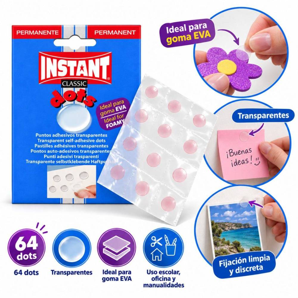 Puntos Adhesivos papelería Instant Classic – 64 Unidades - Tienda Stampaideas Imprimeideas